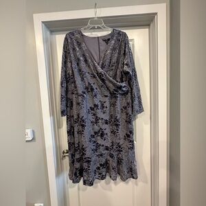 Maggy London Purple and Silver Floral Midi Dress